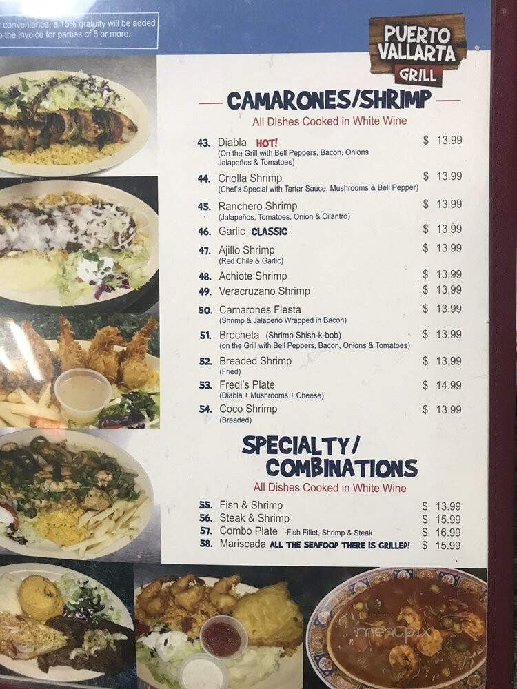 Puerto Vallarta Grill Mexican - El Paso, TX menu_pic