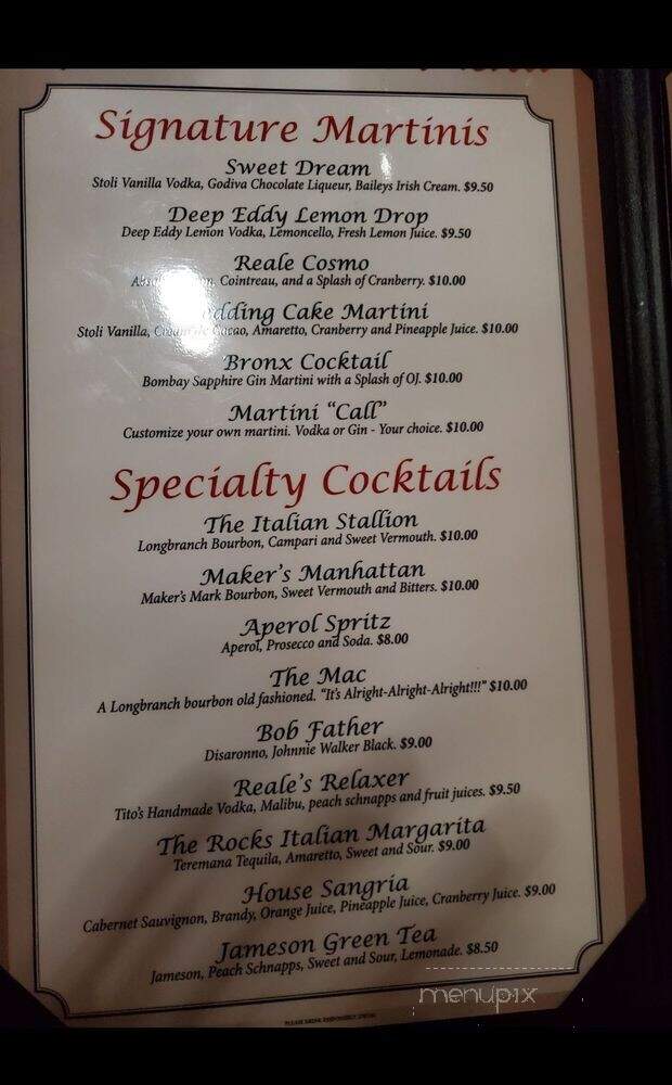 Reale's Pizza & Cafe - Austin, TX menu_pic