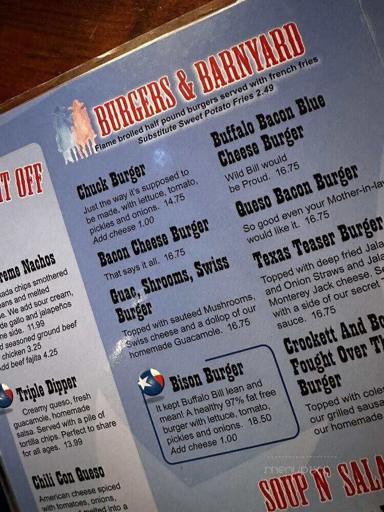 Republic Of Texas Restaurant - San Antonio, TX menu_pic