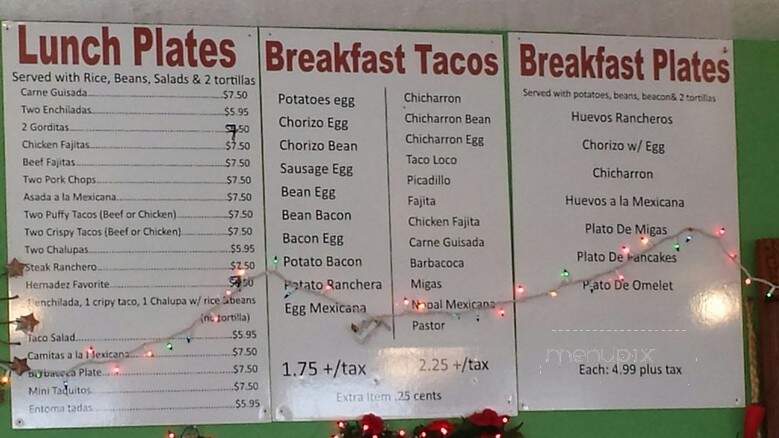 Restaurant Taqueria - Seguin, TX menu_pic