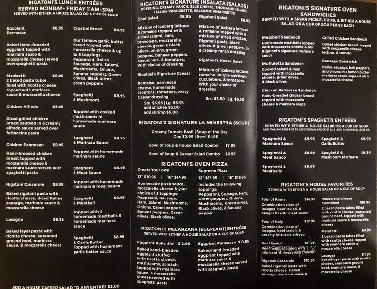 Rigatoni's Italian Restaurant - Corpus Christi, TX menu_pic