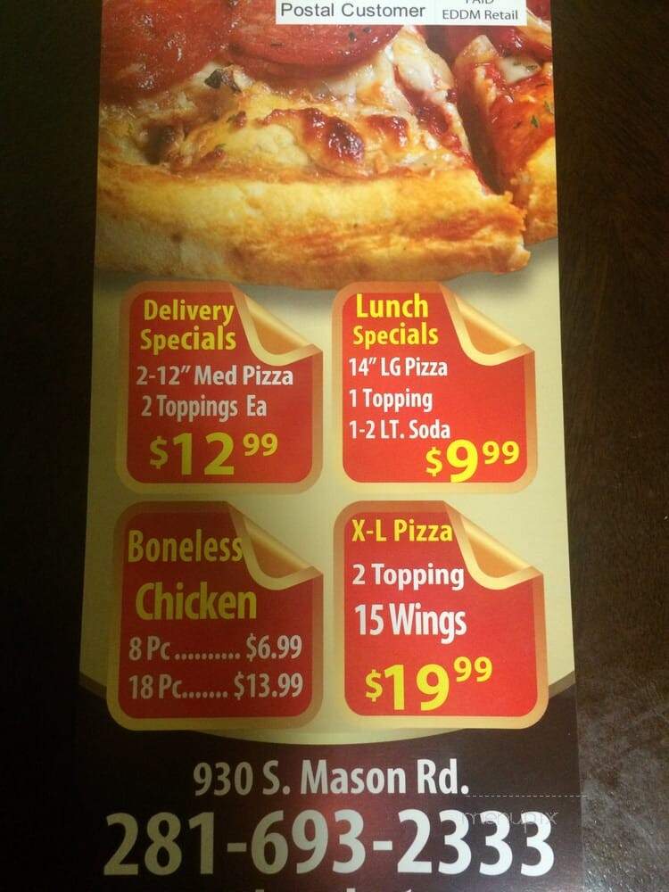 Roma Pizza & Pasta - Katy, TX menu_pic