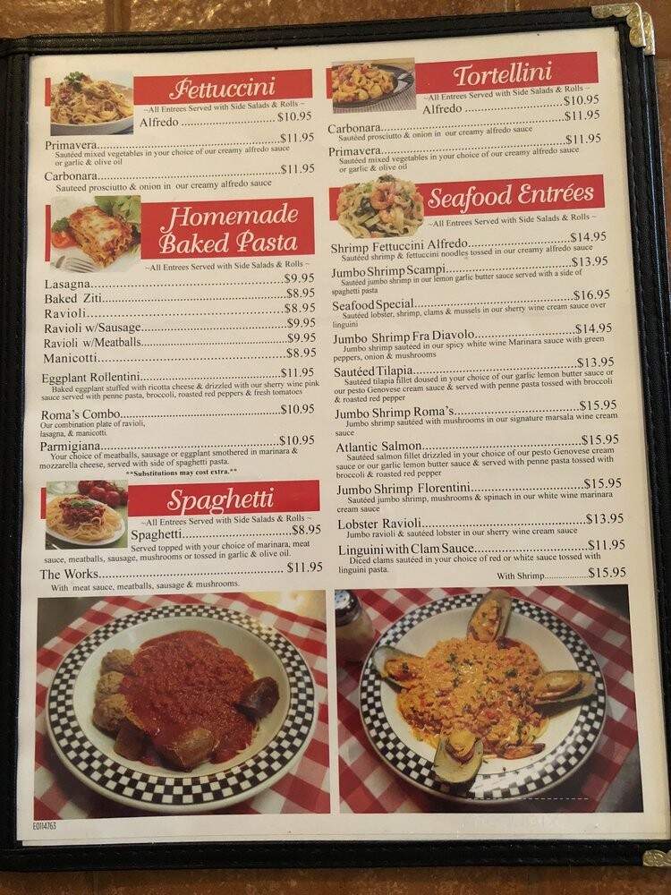 Romas Pizza Pasta - Frisco, TX menu_pic