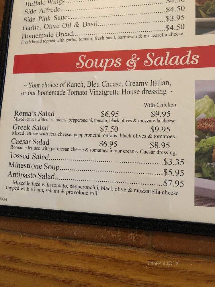 Romas Pizza Pasta - Frisco, TX menu_pic