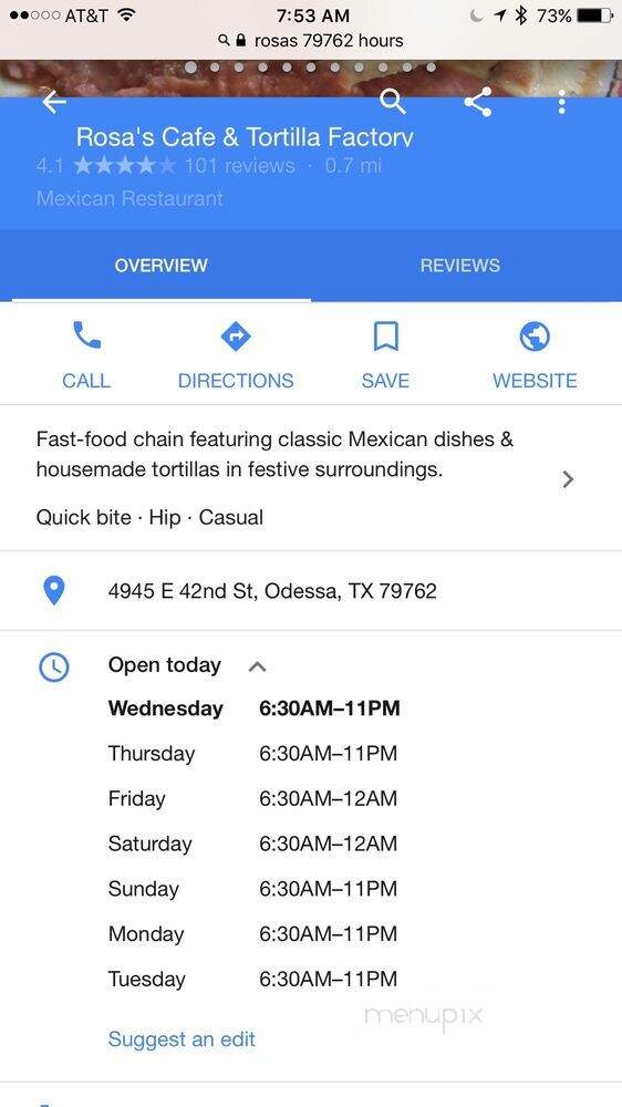 Rosa's Cafe & Tortilla Factory - Odessa, TX menu_pic