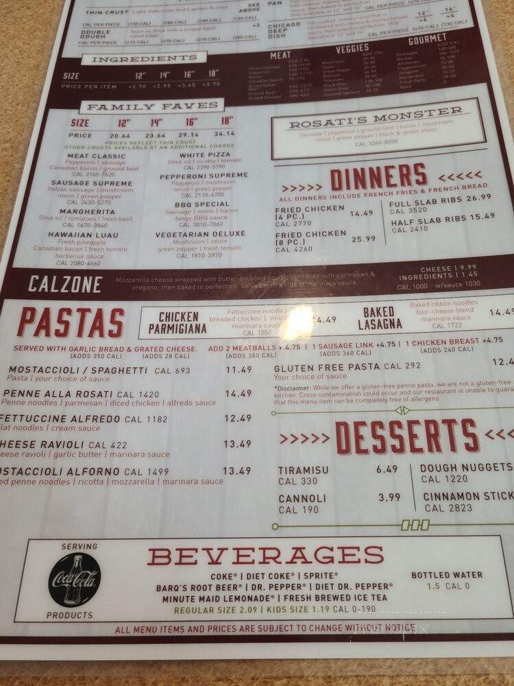 Rosati's Pizza - Mckinney, TX menu_pic