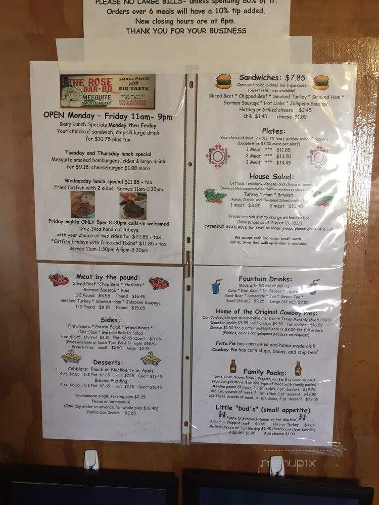 Rose Bar-B-Q - Odessa, TX menu_pic