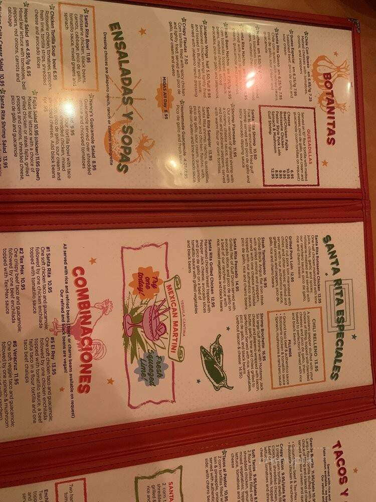 Santa Rita Tex-Mex Cantina - Austin, TX menu_pic