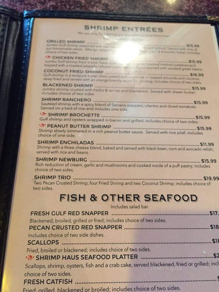 Shrimp Haus Restaurant - South Padre Island, TX menu_pic