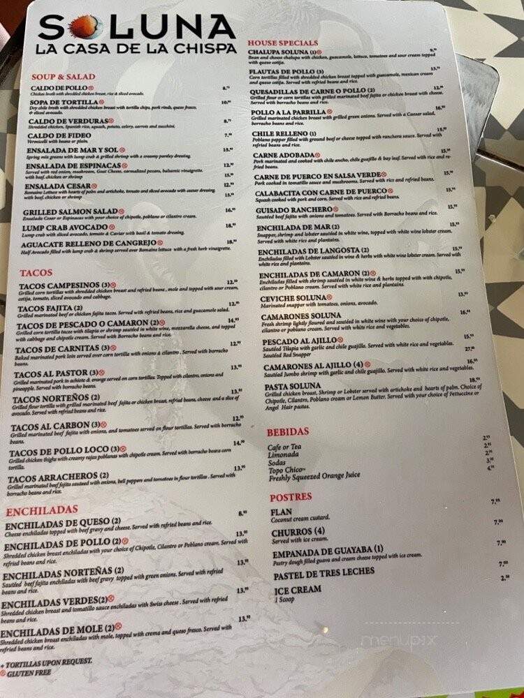 Soluna - San Antonio, TX menu_pic