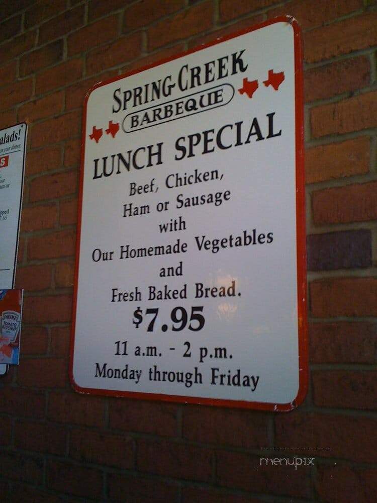 Spring Creek Barbeque - Addison, TX menu_pic