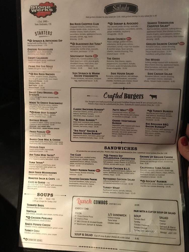 Stone Werks Cafe & Bar - San Antonio, TX menu_pic