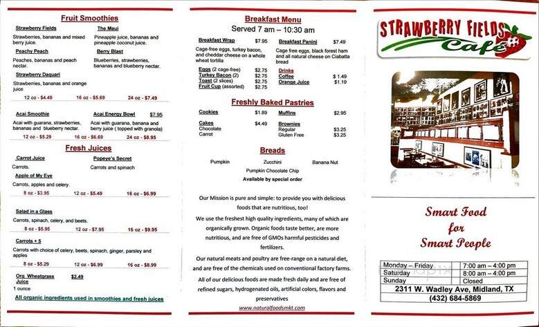 Strawberry Fields Cafe - Midland, TX menu_pic