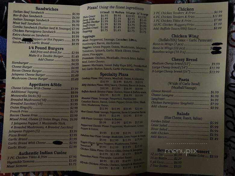 Sunny's Pizza - San Marcos, TX menu_pic