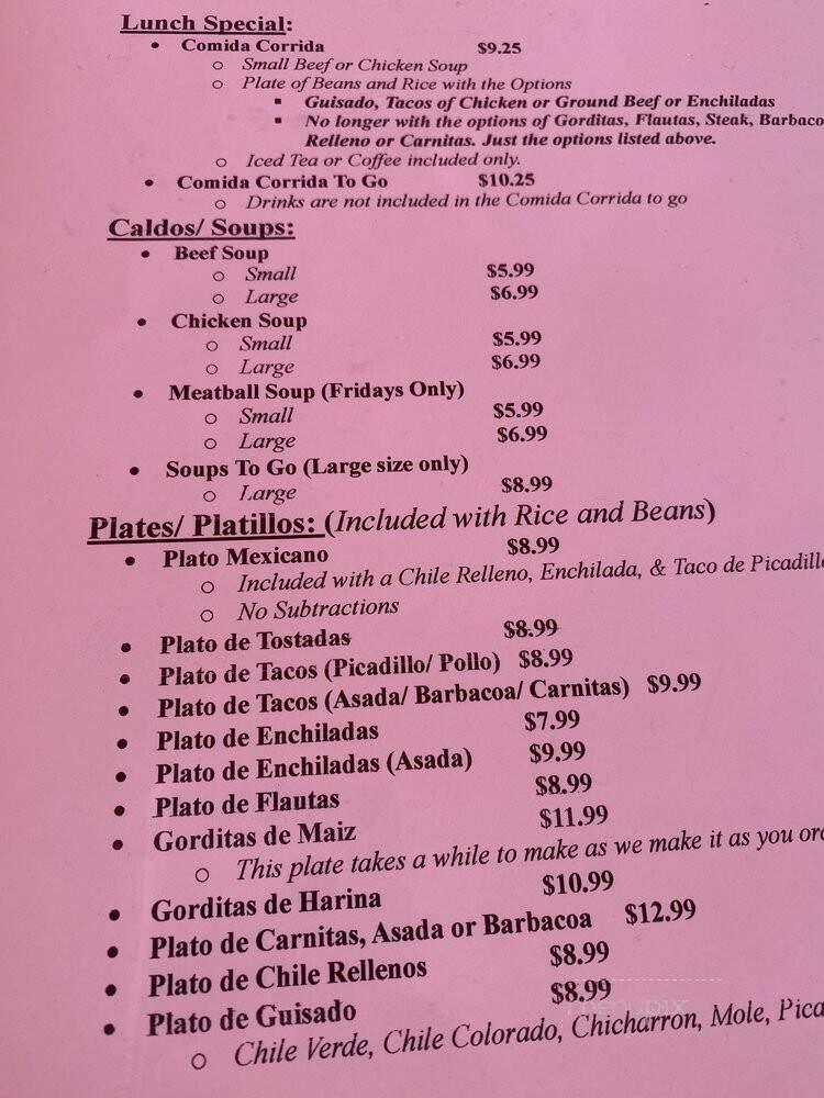 Super Burro - El Paso, TX menu_pic