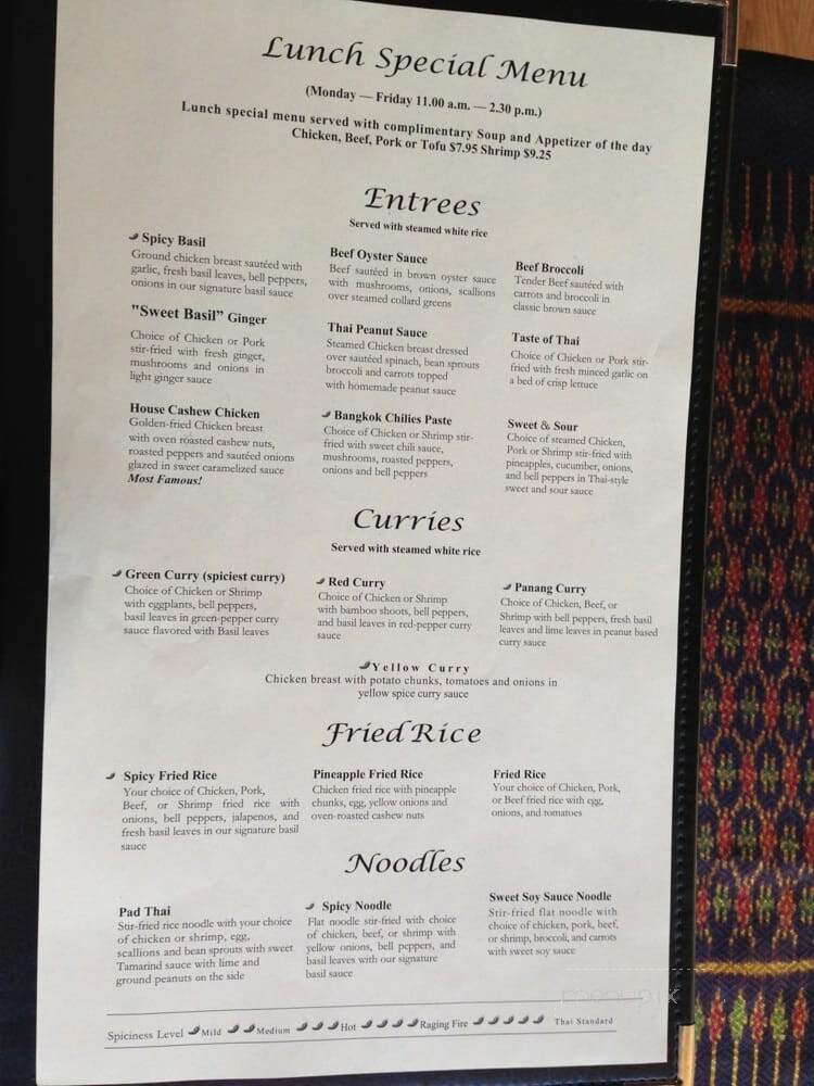 Sweet Basil - Denton, TX menu_pic