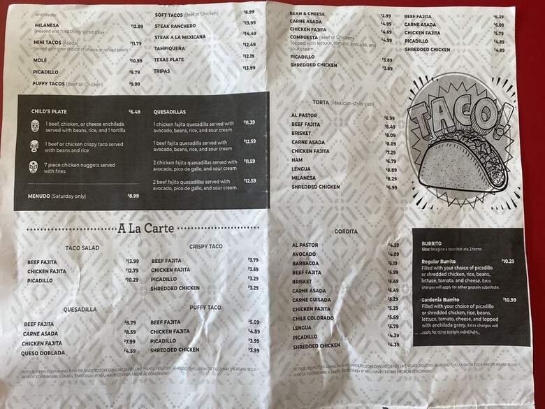 Taco La Gardenia - San Antonio, TX menu_pic