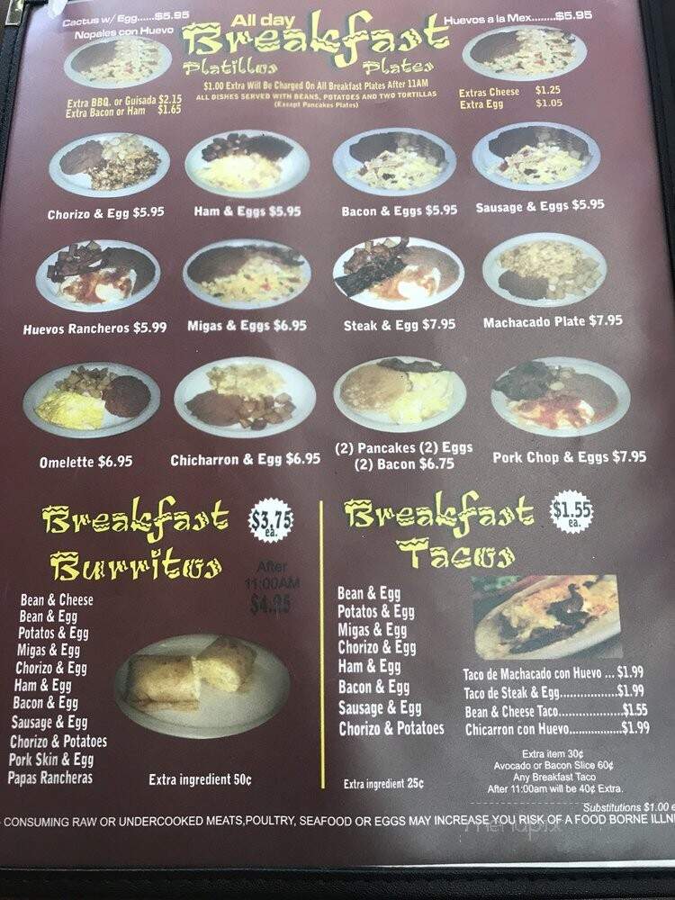 Taqueria El Charro - San Antonio, TX menu_pic