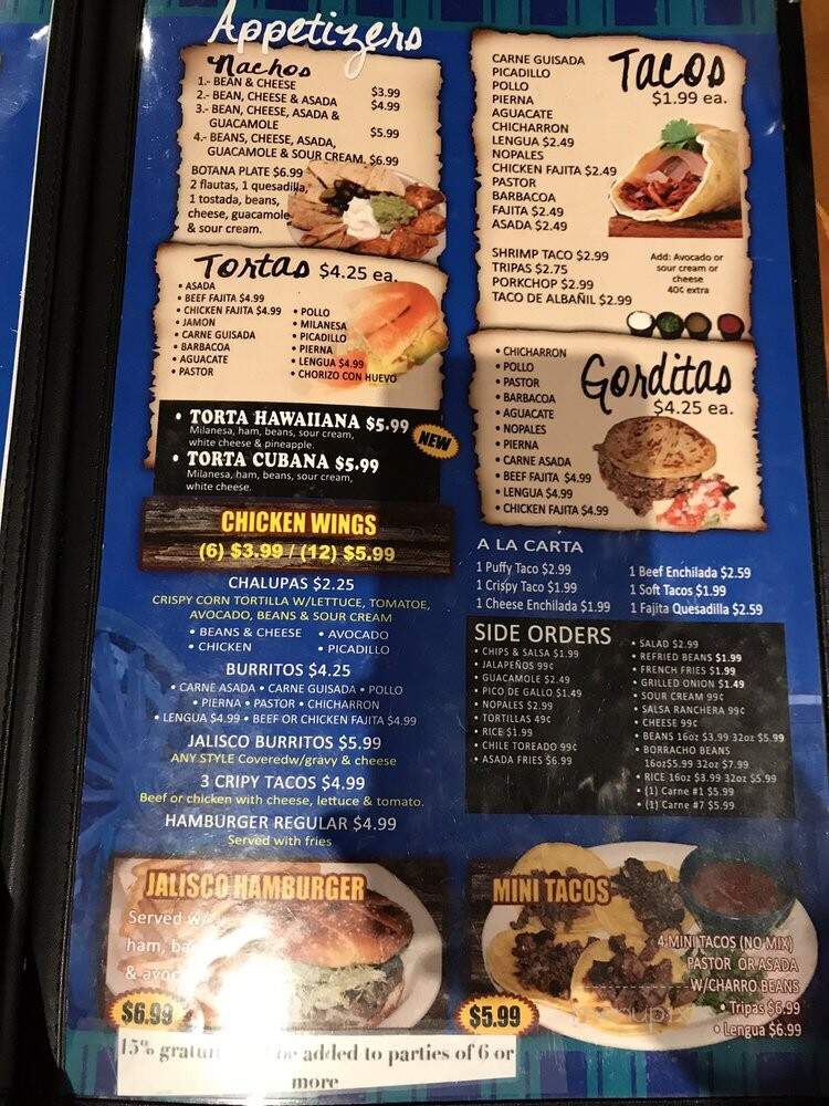 Taqueria Jalisco - San Antonio, TX menu_pic