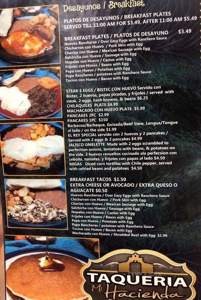 Taqueria Mi Hacienda - Pasadena, TX menu_pic