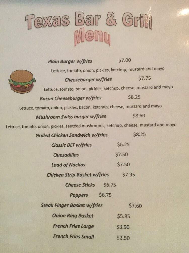 Texas Bar & Grill - Austin, TX menu_pic