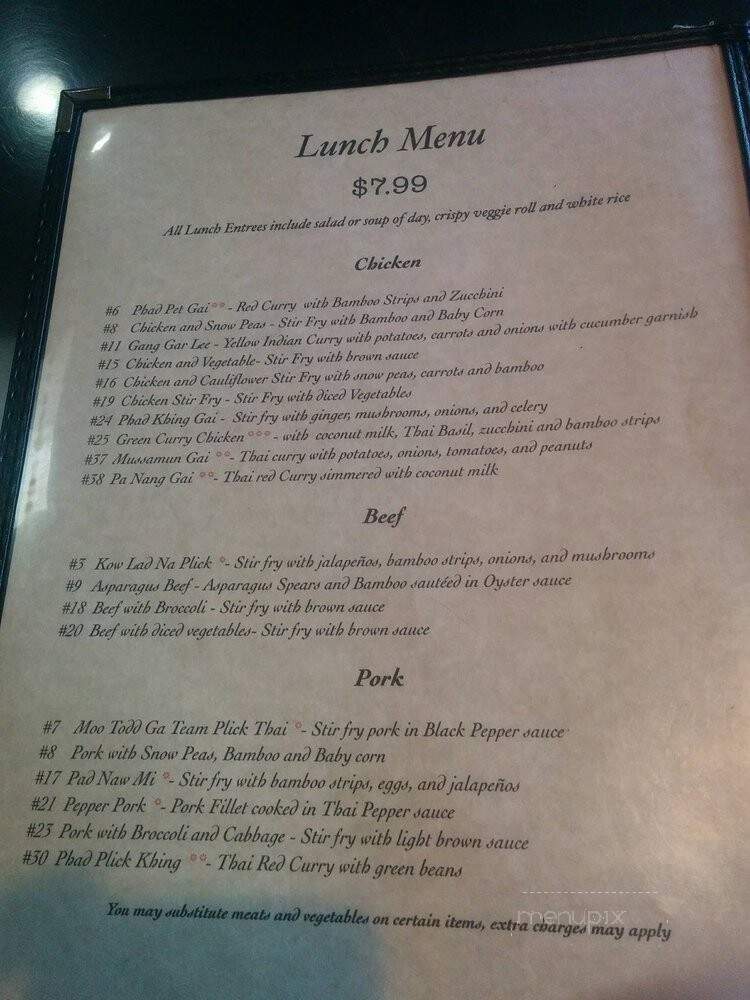Thai Kitchen - Austin, TX menu_pic