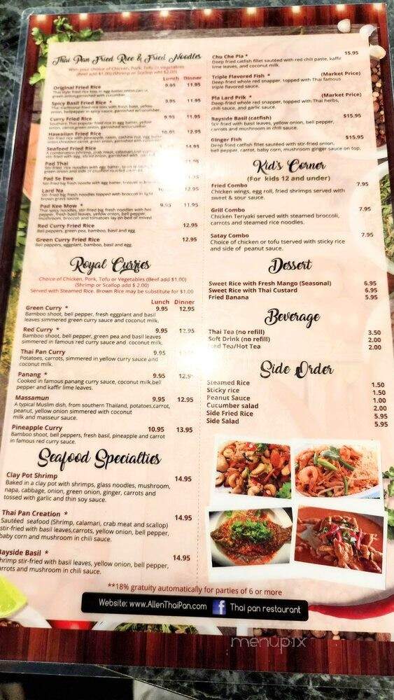 Thai Pan Restaurant - Allen, TX menu_pic