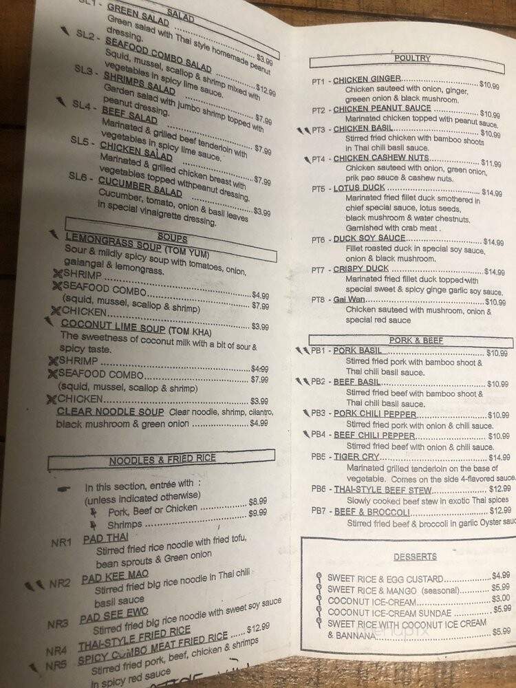 Thai Seafood - Webster, TX menu_pic