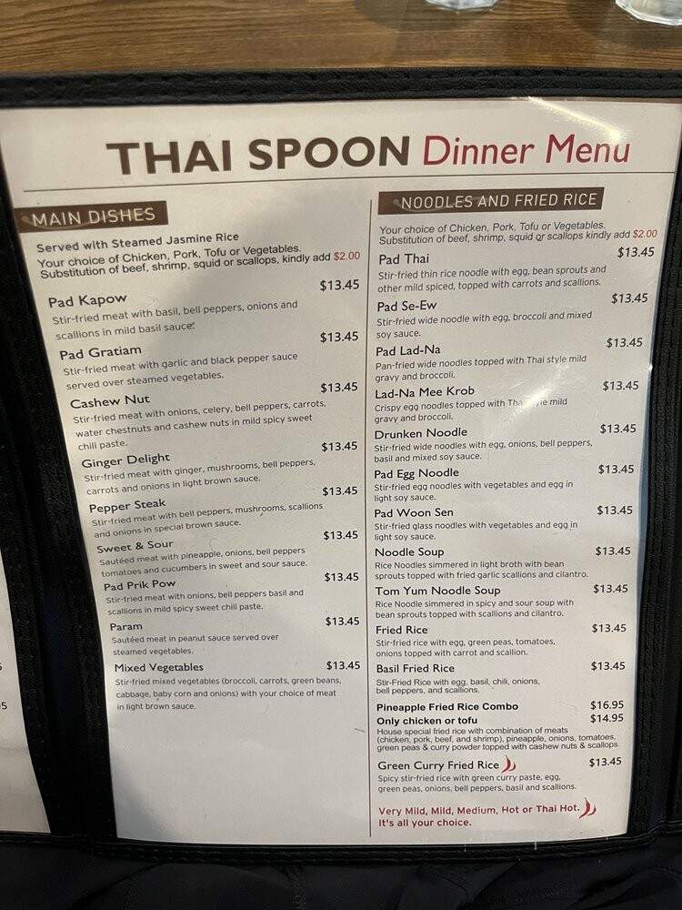 Thai Spoon Restaurant - Austin, TX menu_pic