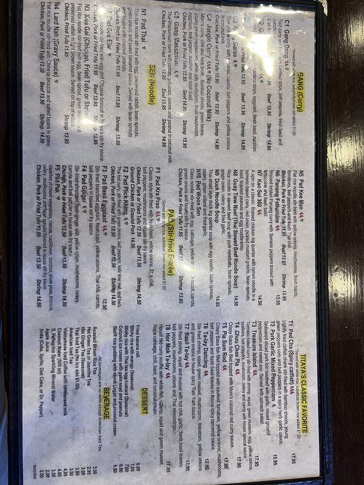 Titaya's Thai Cuisine - Austin, TX menu_pic