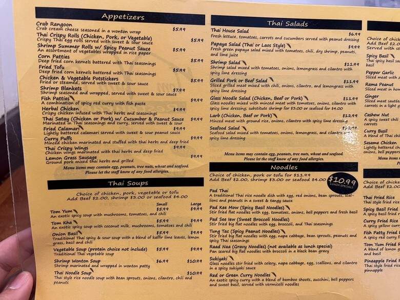 Tom Yum Thai - Garland, TX menu_pic