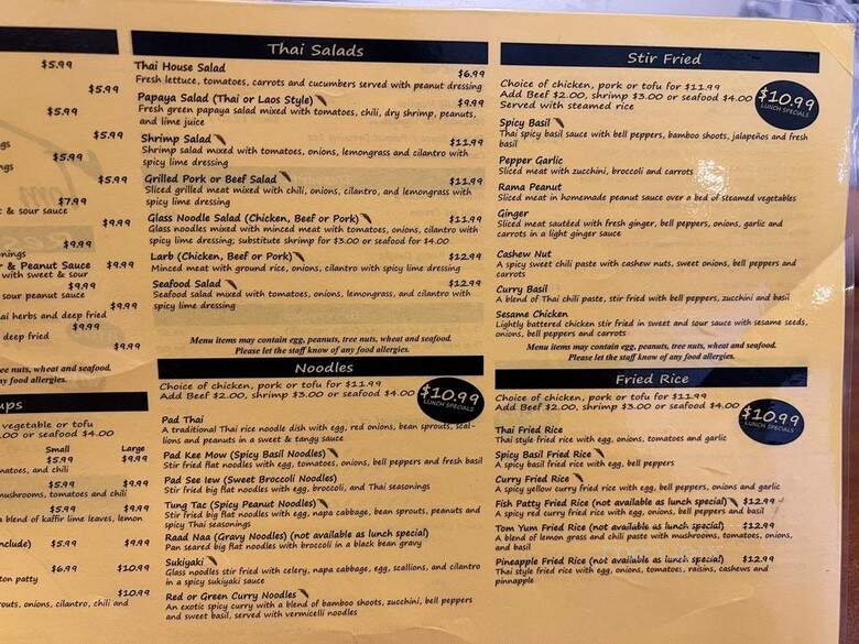 Tom Yum Thai - Garland, TX menu_pic
