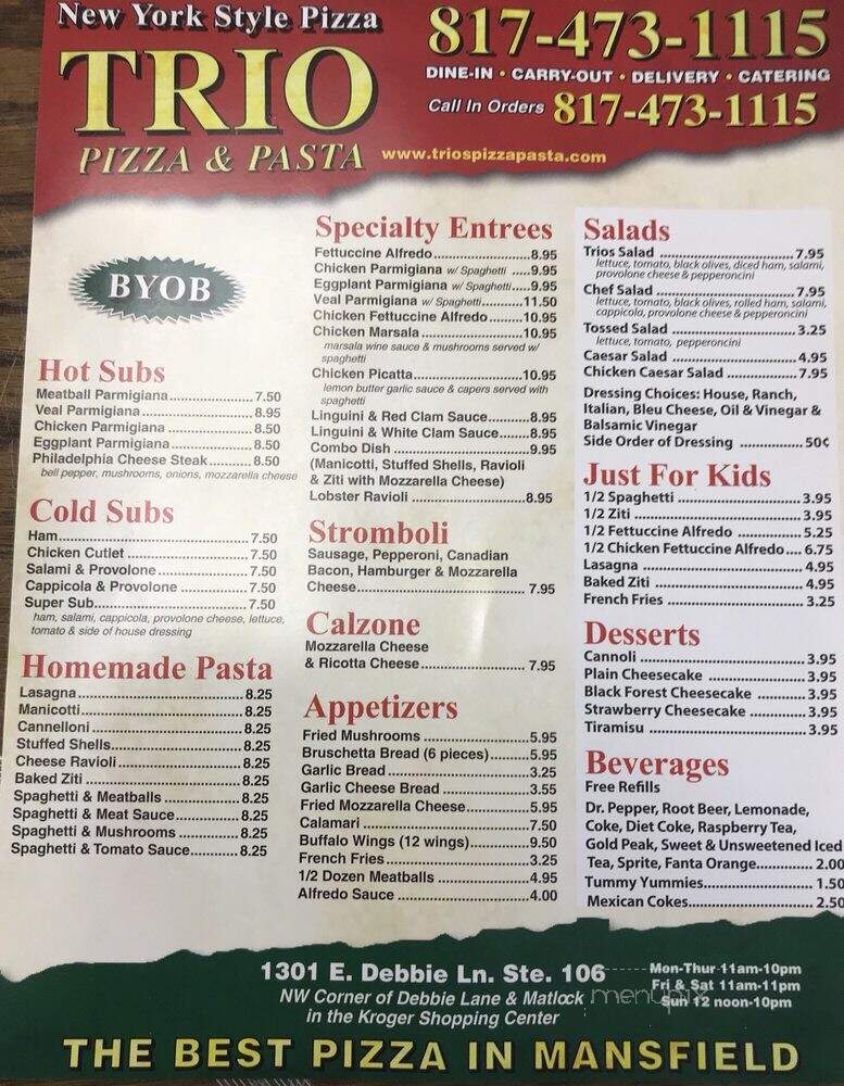 Trio Pizza & Pasta - Mansfield, TX