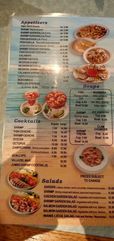 Villa Del Mar Restaurant - El Paso, TX menu_pic