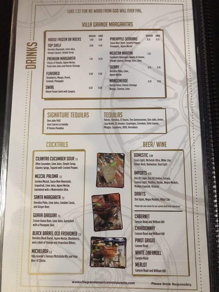 Villa Grande Mexican Restaurant - Aubrey, TX menu_pic