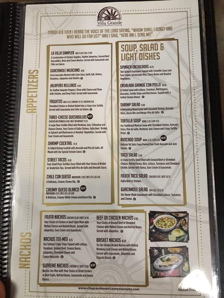 Villa Grande Mexican Restaurant - Aubrey, TX menu_pic