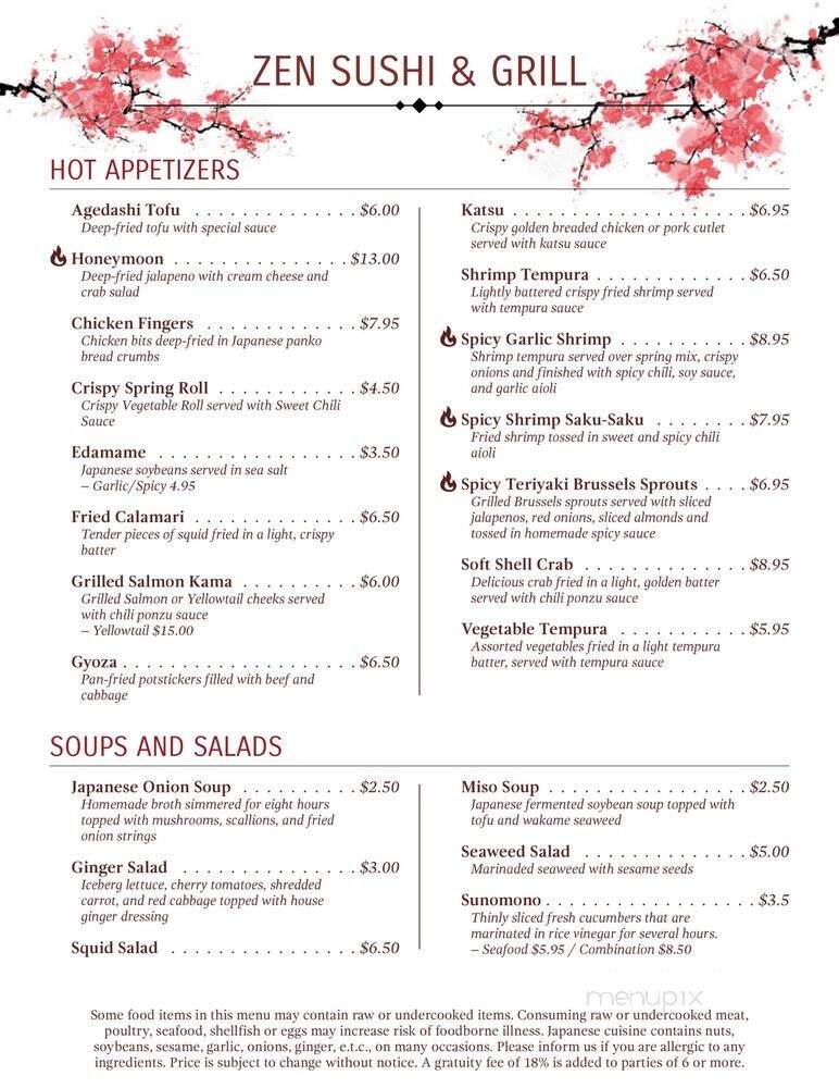 Zen Sushi & Grill - Mckinney, TX menu_pic