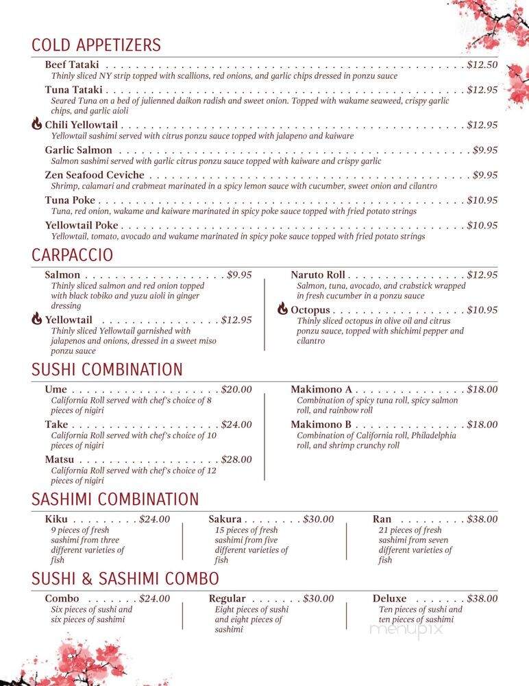 Zen Sushi & Grill - Mckinney, TX menu_pic