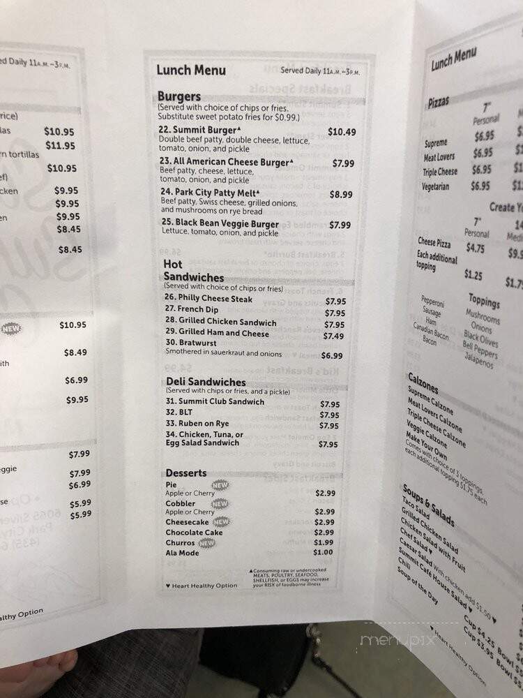 Silver Summit Cafe - Park City, UT menu_pic