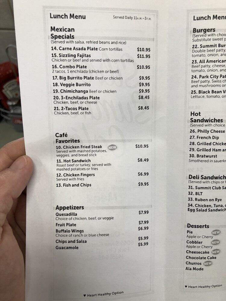 Silver Summit Cafe - Park City, UT menu_pic