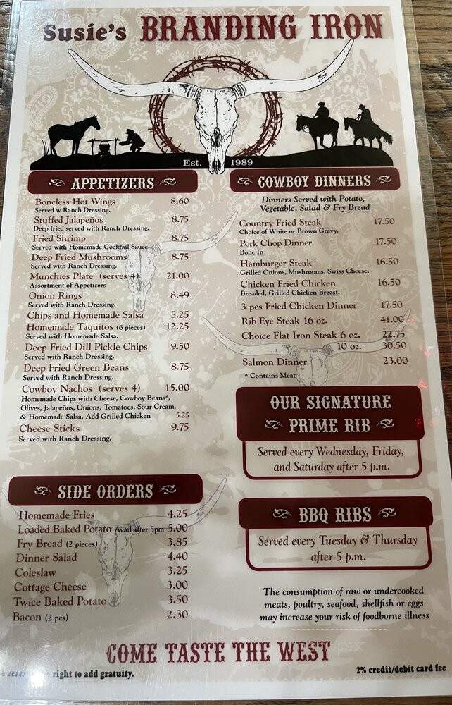 Branding Iron - Moab, UT menu_pic