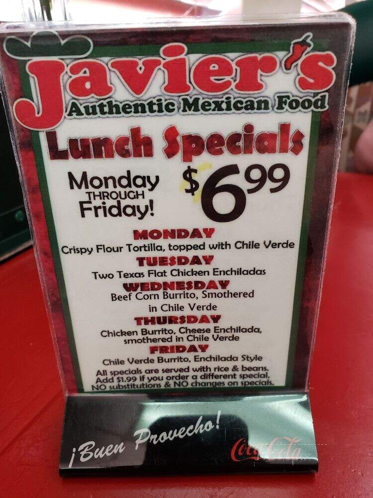 Javier's - Ogden, UT menu_pic