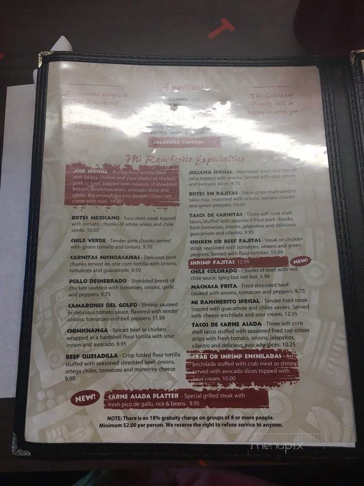 Mi Rancherito Mexican Restaurant - Spanish Fork, UT menu_pic