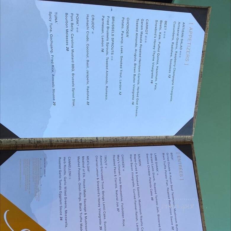 Aerie Restaurant & Lounge - Snowbird, UT menu_pic