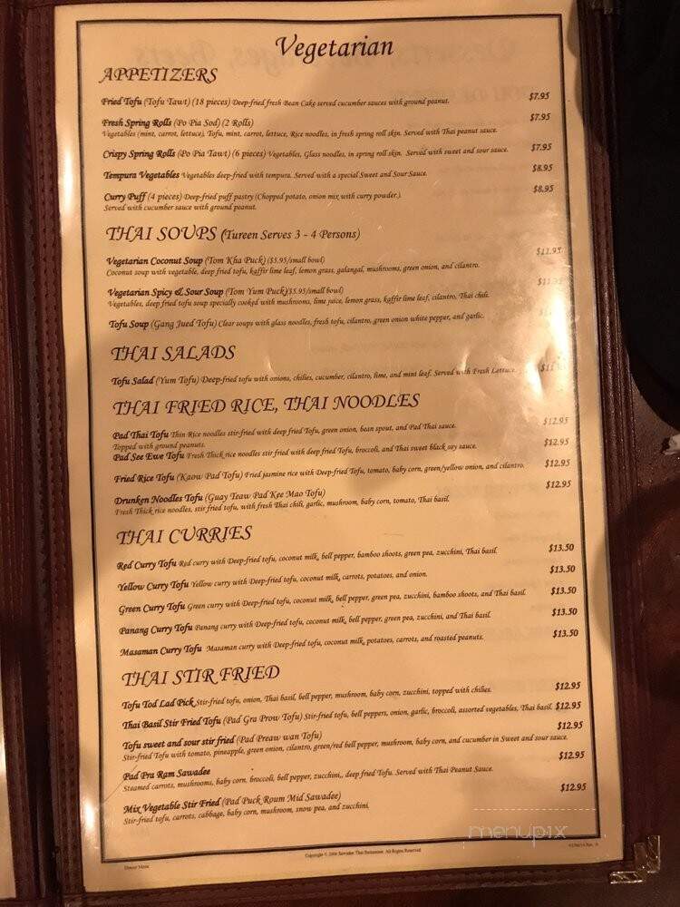 Sawadee Thai Restaurant - Salt Lake City, UT menu_pic