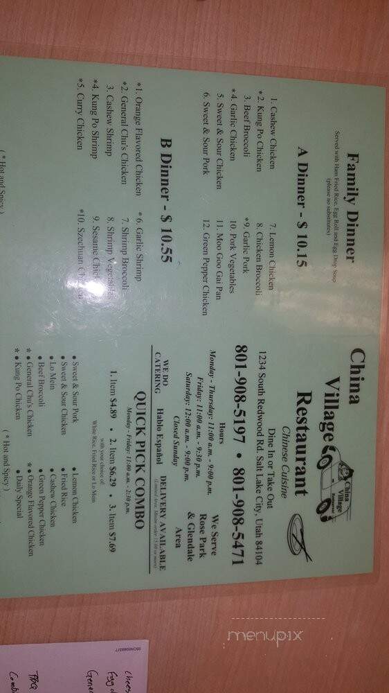 China Village - Salt Lake City, UT menu_pic