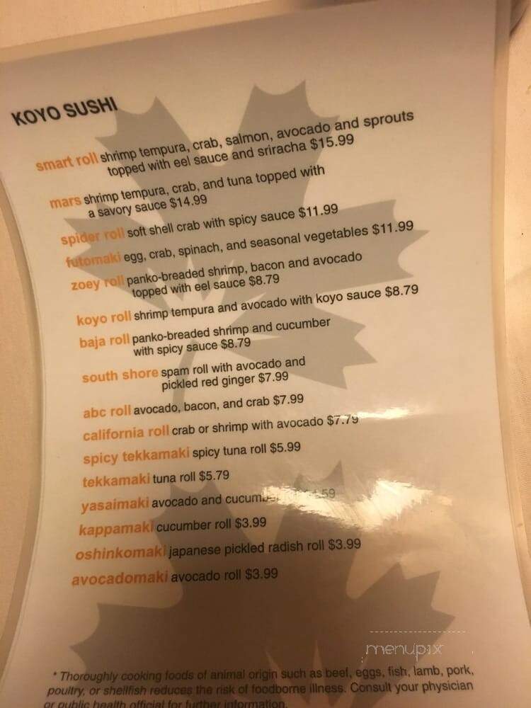 Koyo Traditional Japanese - Salt Lake City, UT menu_pic