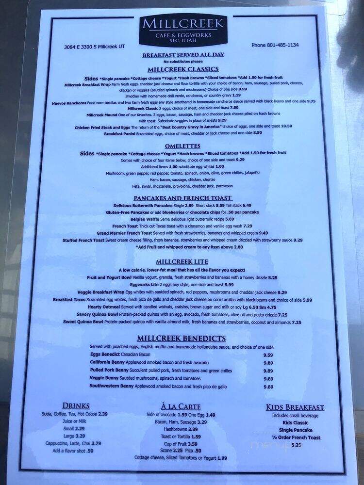 Mill Creek Cafe - Salt Lake City, UT menu_pic