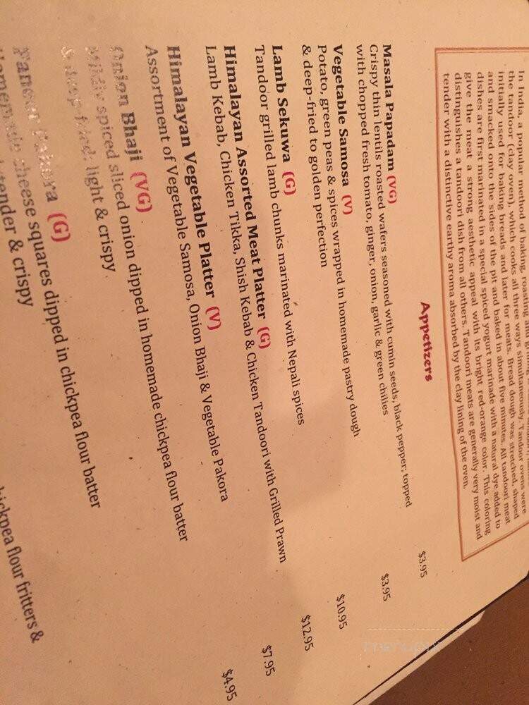 Himalayan Kitchen - Salt Lake City, UT menu_pic