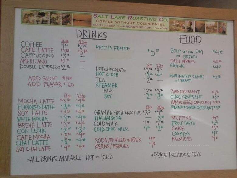 Salt Lake Roasting Co & Cafe - Salt Lake City, UT menu_pic
